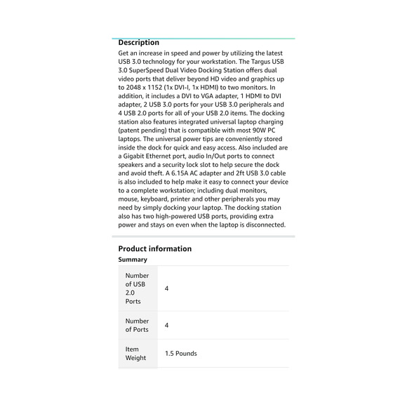 Targus ACP71USZ Docking Station! For PC/Max/Android! Great Condition. - Picture 6 of 6